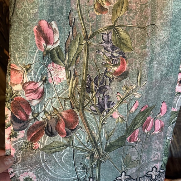 Floral Boho Lounge Pants in Sage Green and Pink - Picture 3 of 8